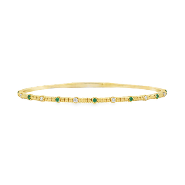 Diamond + Gemstone Coil Flex Bangle