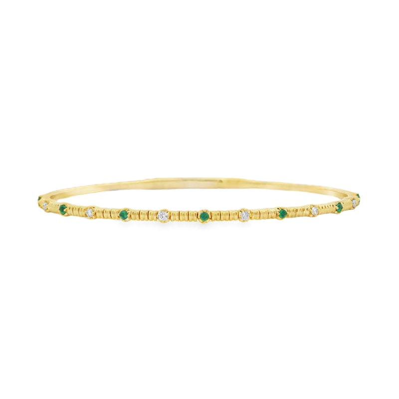 Diamond + Gemstone Coil Flex Bangle