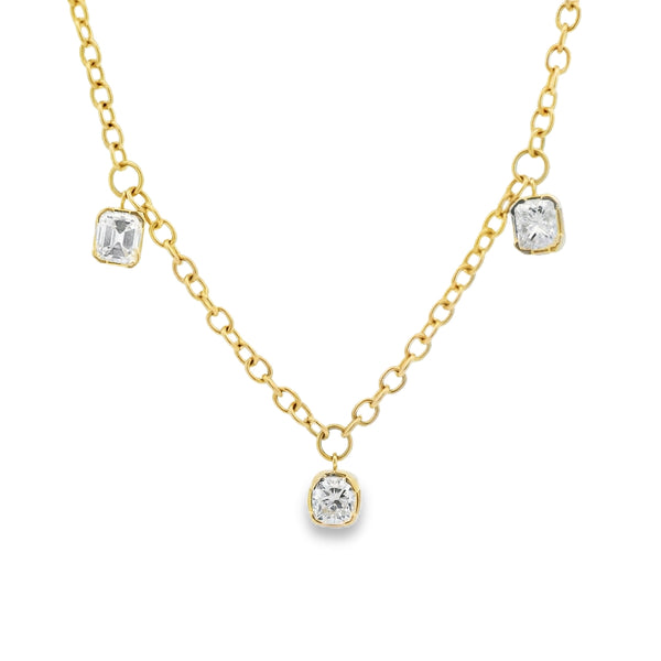 Mixed Shape Bezel Necklace