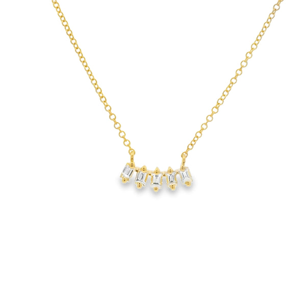 Baguette Diamond Curved Bar Necklace