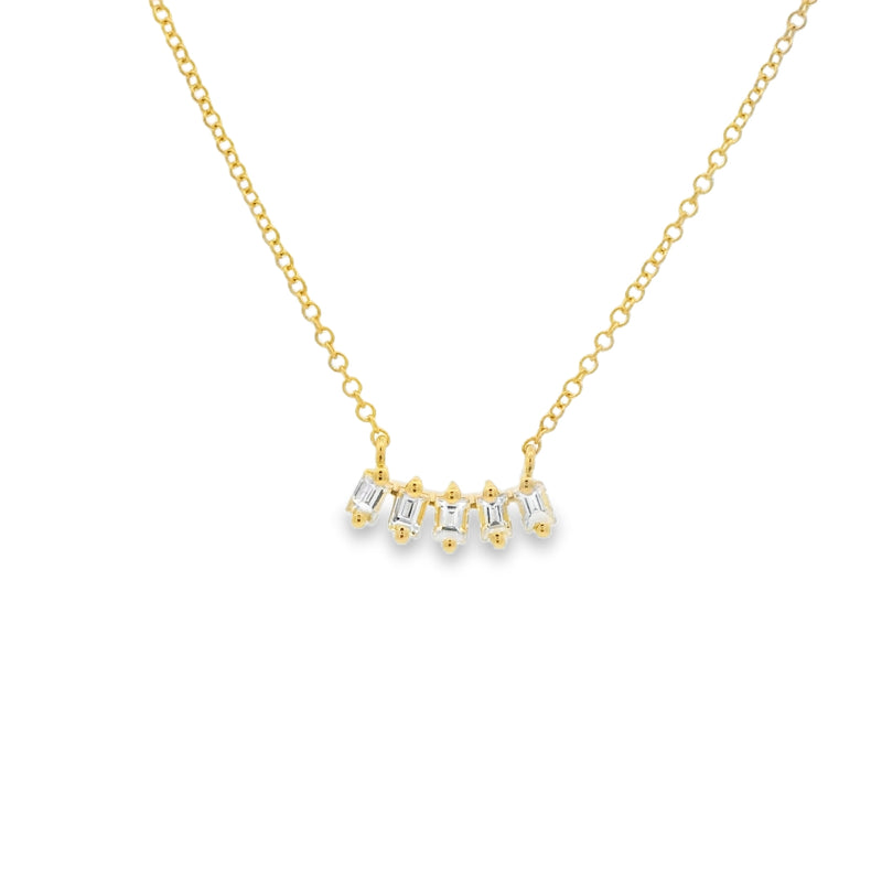 Baguette Diamond Curved Bar Necklace