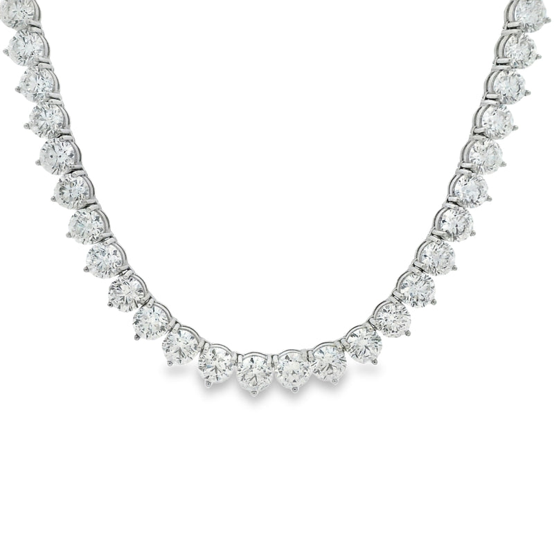 54.56ctw Three Prong Tennis Necklace
