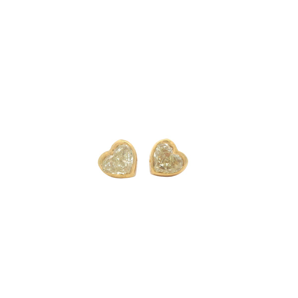 Fancy Light Yellow Diamond Heart Studs