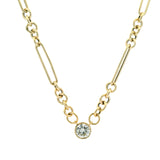 Mixed Link Bezel Pendant Necklace