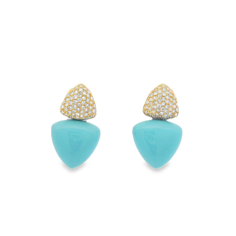 Turquoise & Pavé Diamond Earrings