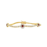 Diamond + Gemstone Flower Bracelet