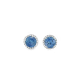 Sapphire + Diamond Halo Studs