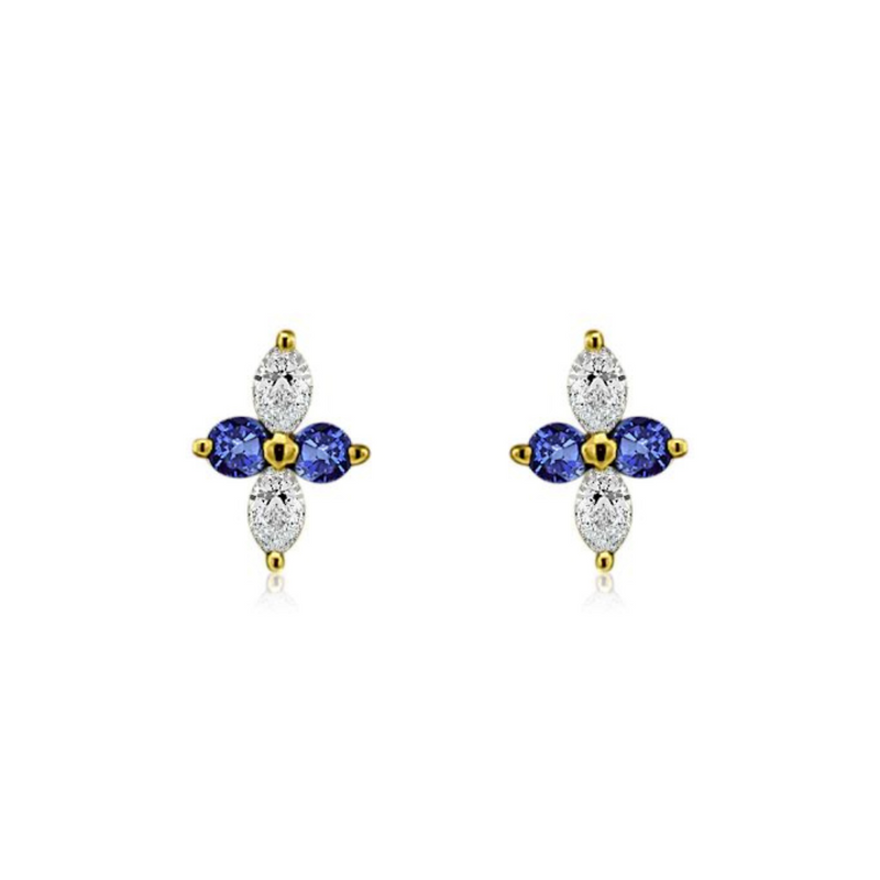 Sapphire and Marquise Diamond Studs