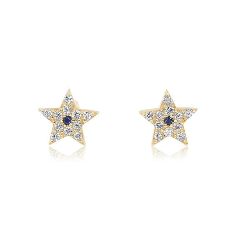 Sapphire and Diamond Star Studs