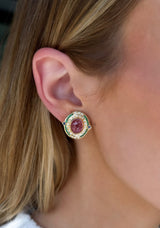 Vintage Tourmaline Cabochon Earrings