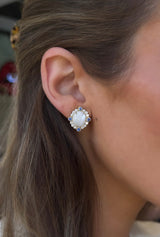 Pearl Cabochon Gemstone Earrings