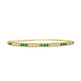 Alternating Emerald + Diamond Flex Bangle