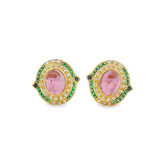 Vintage Tourmaline Cabochon Earrings