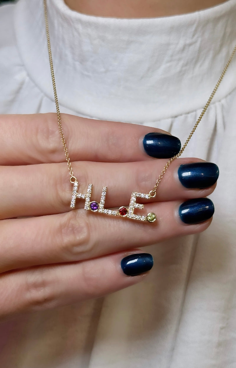 Birthstone Initial Necklace