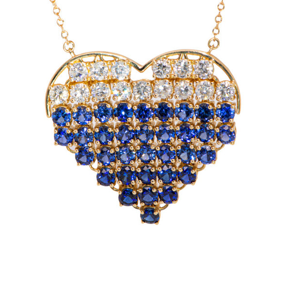 Ombre Sapphire Heart Necklace