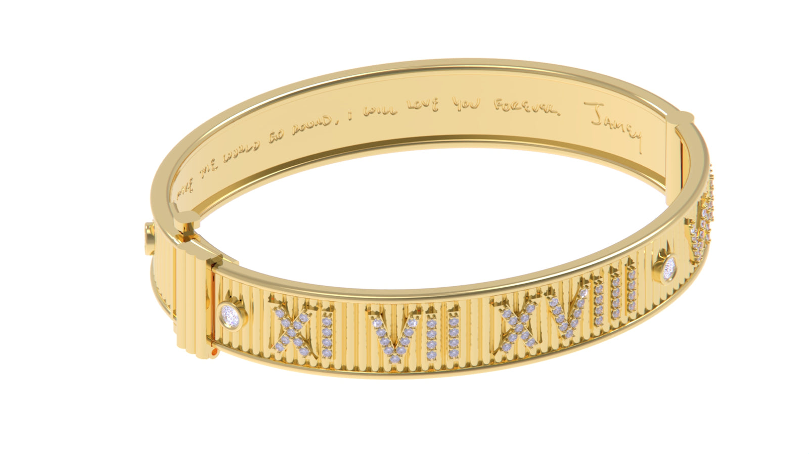 Gold Tone Roman Numeral Rhinestone Bangle Watch | Vintage Luxe Bracelet Style Golden Hour Roman Numerals Bracelet – Rant n Rave main image 3