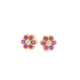 Gemstone Bezel Flower Studs