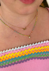 Rainbow Bead Necklace with Charm