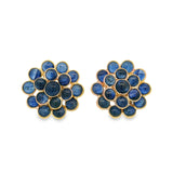 Cabochon Sapphire Flower Earrings