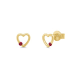 Ruby and Diamond Heart Studs