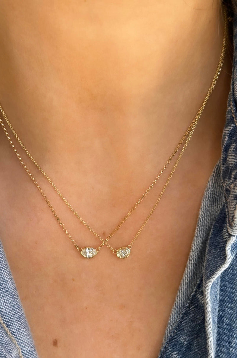 Petite Bezel Solitaire Diamond Necklace