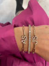 Paperclip Bracelet with Diamond Initials