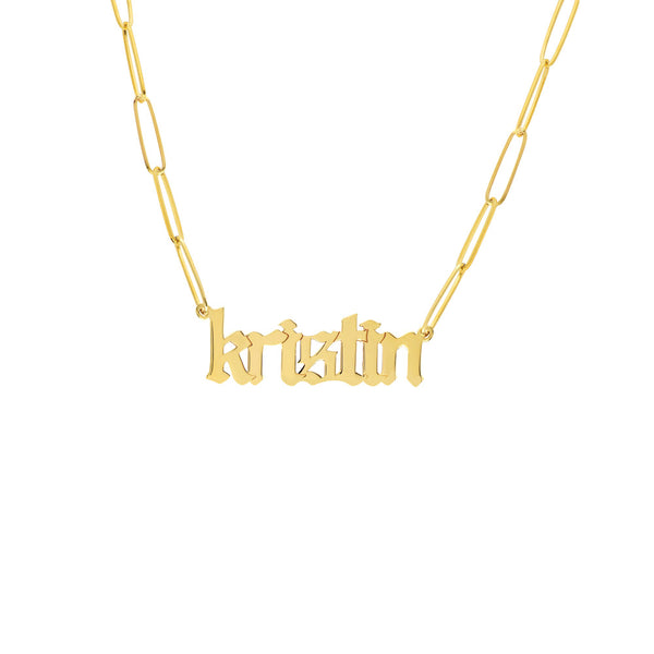 Gold Gothic Name Necklace
