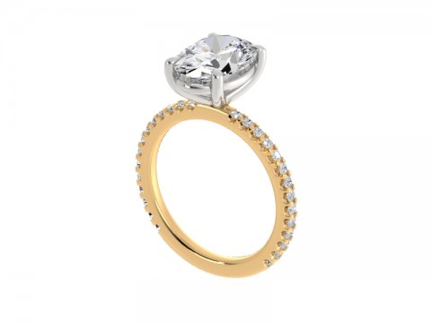 2.4ct Oval Solitaire with Pave Shank