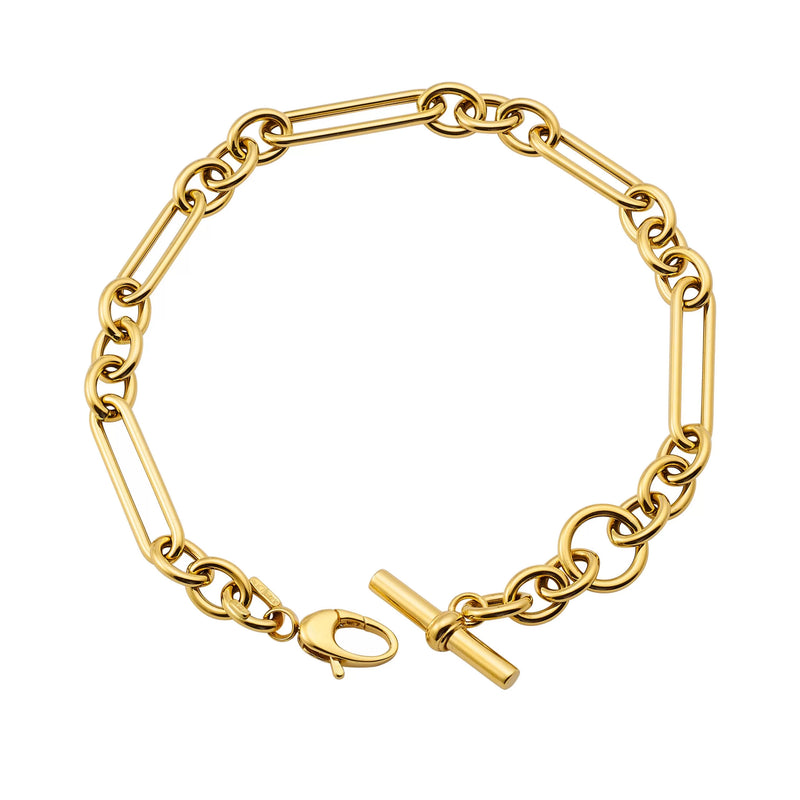Oversized Mixed Link Bracelet with T-Bar