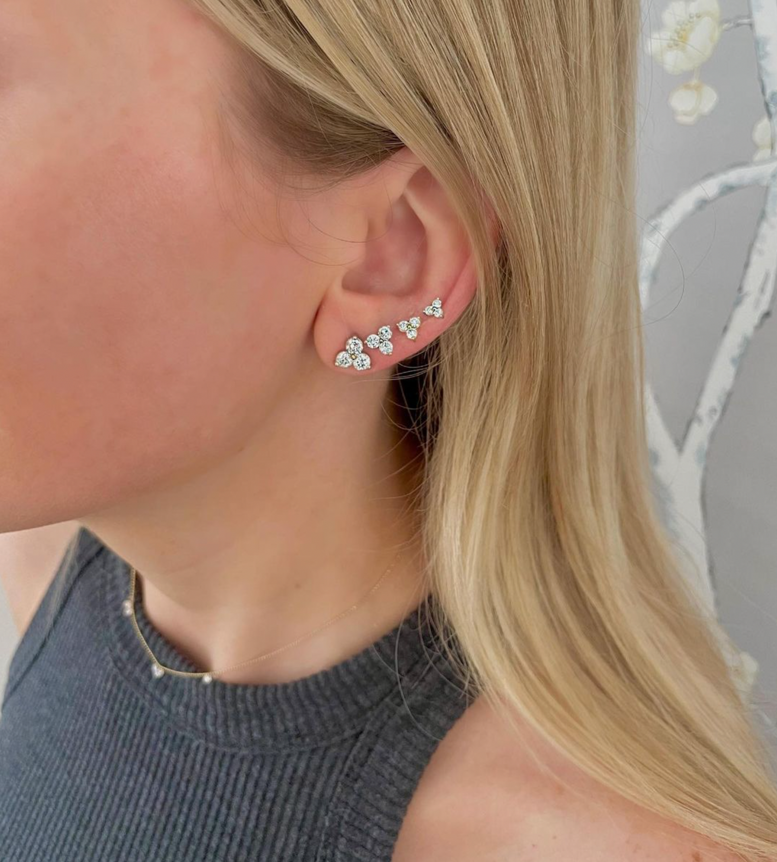 【MEJURI】Single Diamond Trio Chain Stud☆ダイヤモンドトリオ Mejuri Single Diamond Trio Chain Stud | Bethesda Row