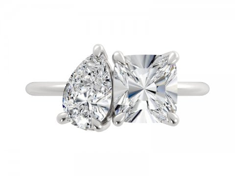 2.58ct Toi Et Moi Ring with Pear and Cushion