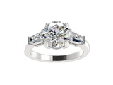 2.67ct Round Brilliant Three Stone Ring with Tapered Baguette Side Stones