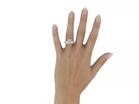 3.3ct Radiant Solitaire Ring with Soldered Wedding Band