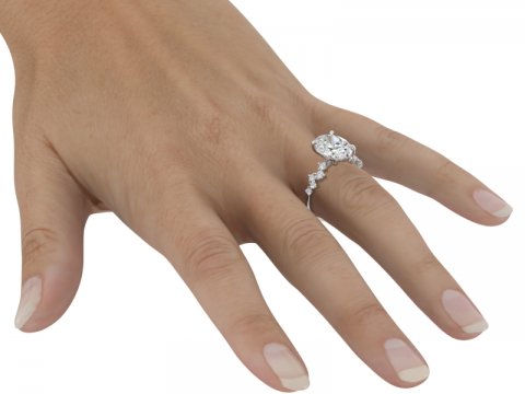 3.12ct Oval Solitaire with Scattered Diamond Shank