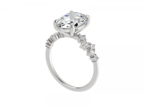 3.12ct Oval Solitaire with Scattered Diamond Shank