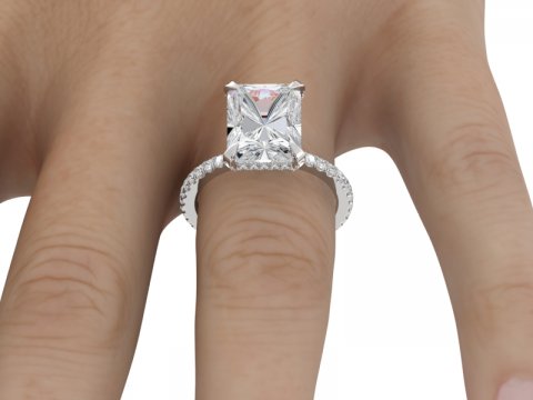 4.5ct Radiant Solitaire with Pave Shank